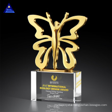 Customize K9 Block Cube Souvenir Gifts Sport Dance Metal Trophy Butterfly Shaped Trophy Crystal Award